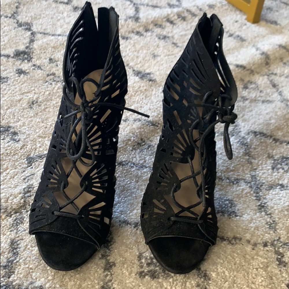 Black lace up heels